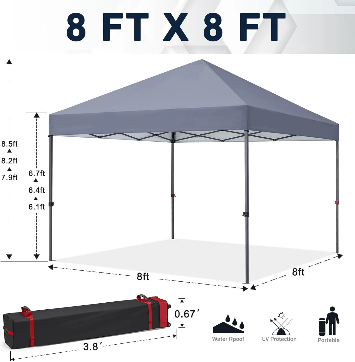 COOSHADE Durable Easy Pop Up Canopy Tent 10x10Ft, with 4 Sandbags(Grey)