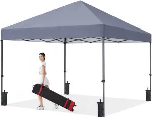 COOSHADE Durable Easy Pop Up Canopy Tent 10x10Ft, with 4 Sandbags(Grey)