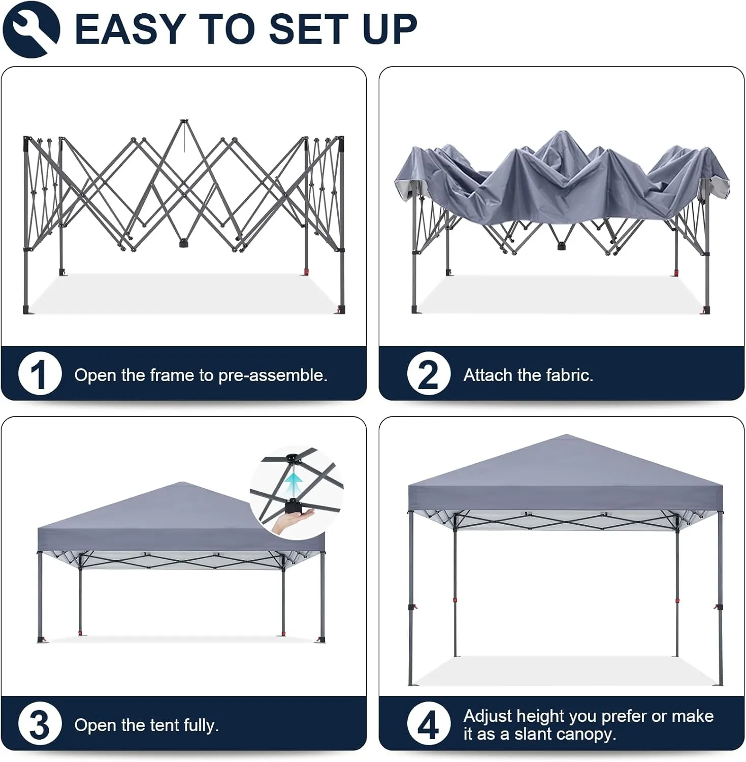 COOSHADE Durable Easy Pop Up Canopy Tent 10x10Ft, with 4 Sandbags(Grey)
