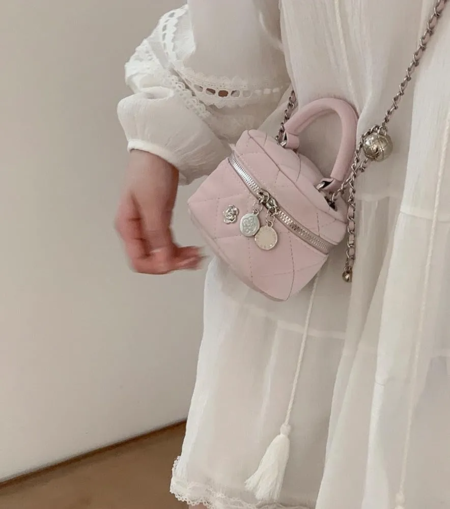 Coquette Mini Crossbody Bags for Women Chain Strap Quilted Handbag Mini Bag Purse Small Bag Coquette Stuff