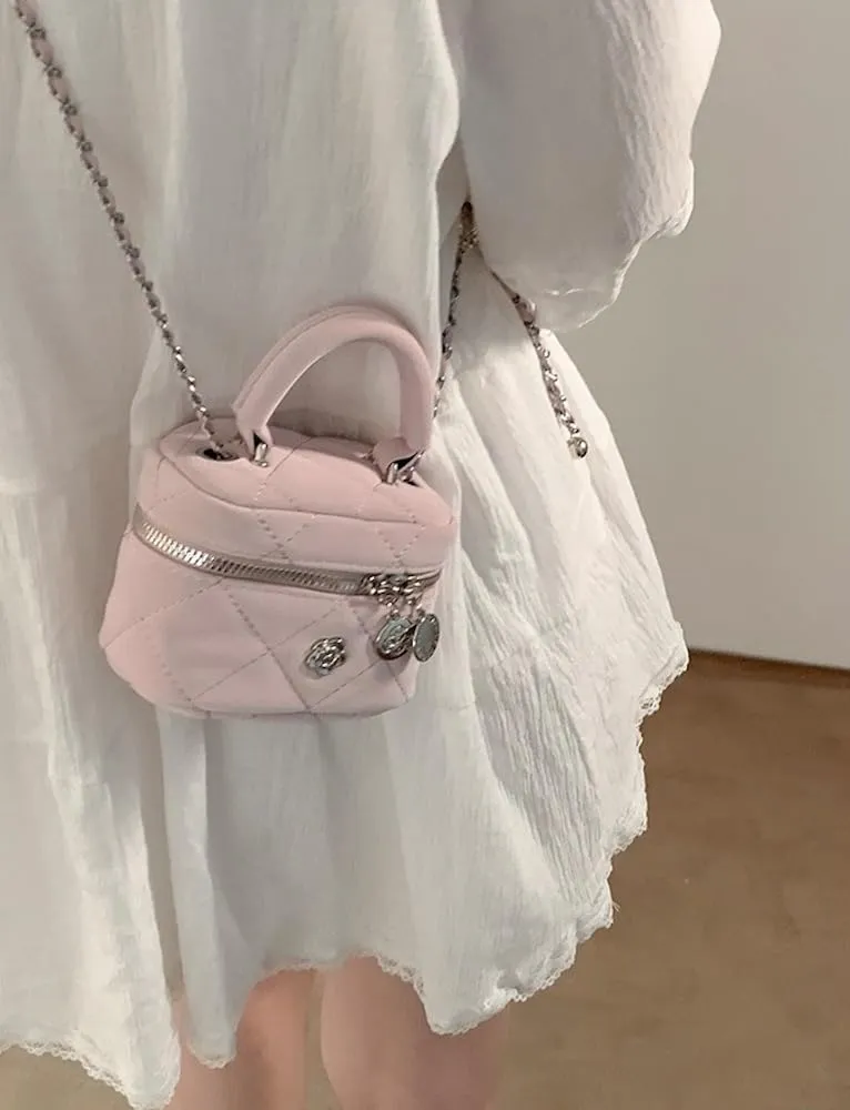 Coquette Mini Crossbody Bags for Women Chain Strap Quilted Handbag Mini Bag Purse Small Bag Coquette Stuff