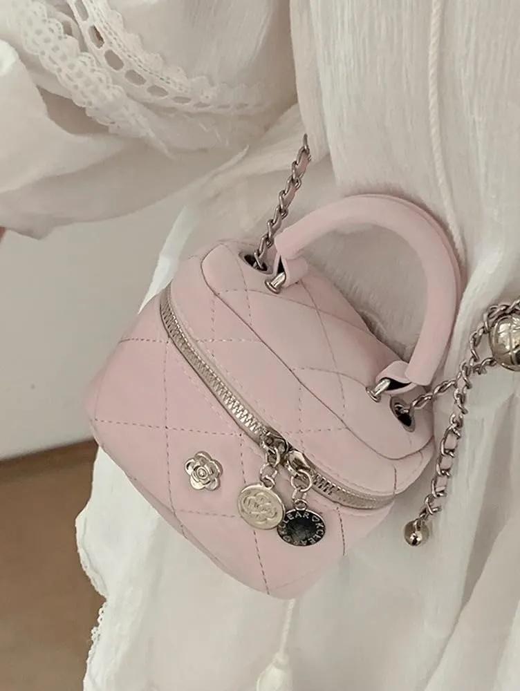 Coquette Mini Crossbody Bags for Women Chain Strap Quilted Handbag Mini Bag Purse Small Bag Coquette Stuff
