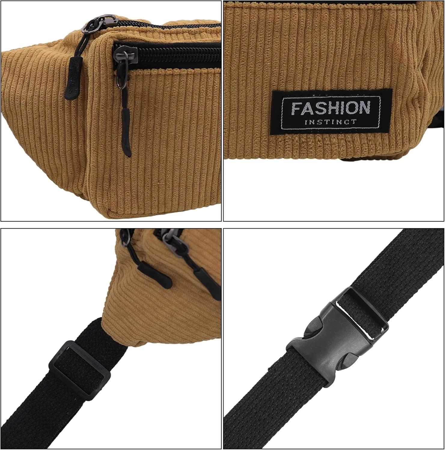 Corduroy Fanny Pack for Women Waist Bag Travel Crossbody Belt Bags Small Bum Purse Hiking Daypack for Running Workout