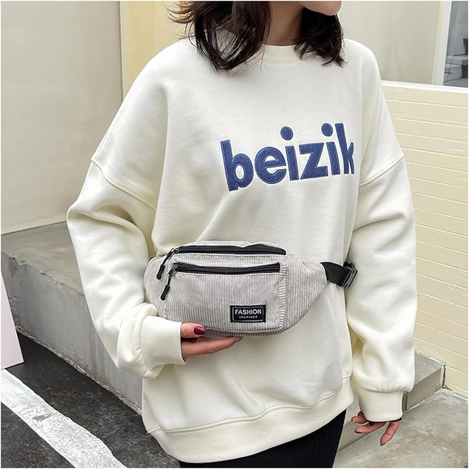 Corduroy Fanny Pack for Women Waist Bag Travel Crossbody Belt Bags Small Bum Purse Hiking Daypack for Running Workout