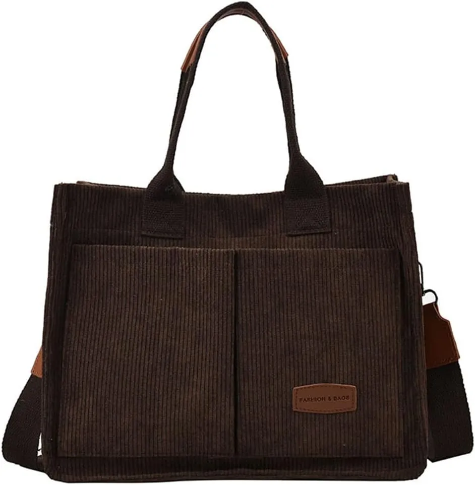 Corduroy Tote Bag for Women Crossbody Canvas Purses Handbags Shoulder Bags Satchel Bag for Teen Girls