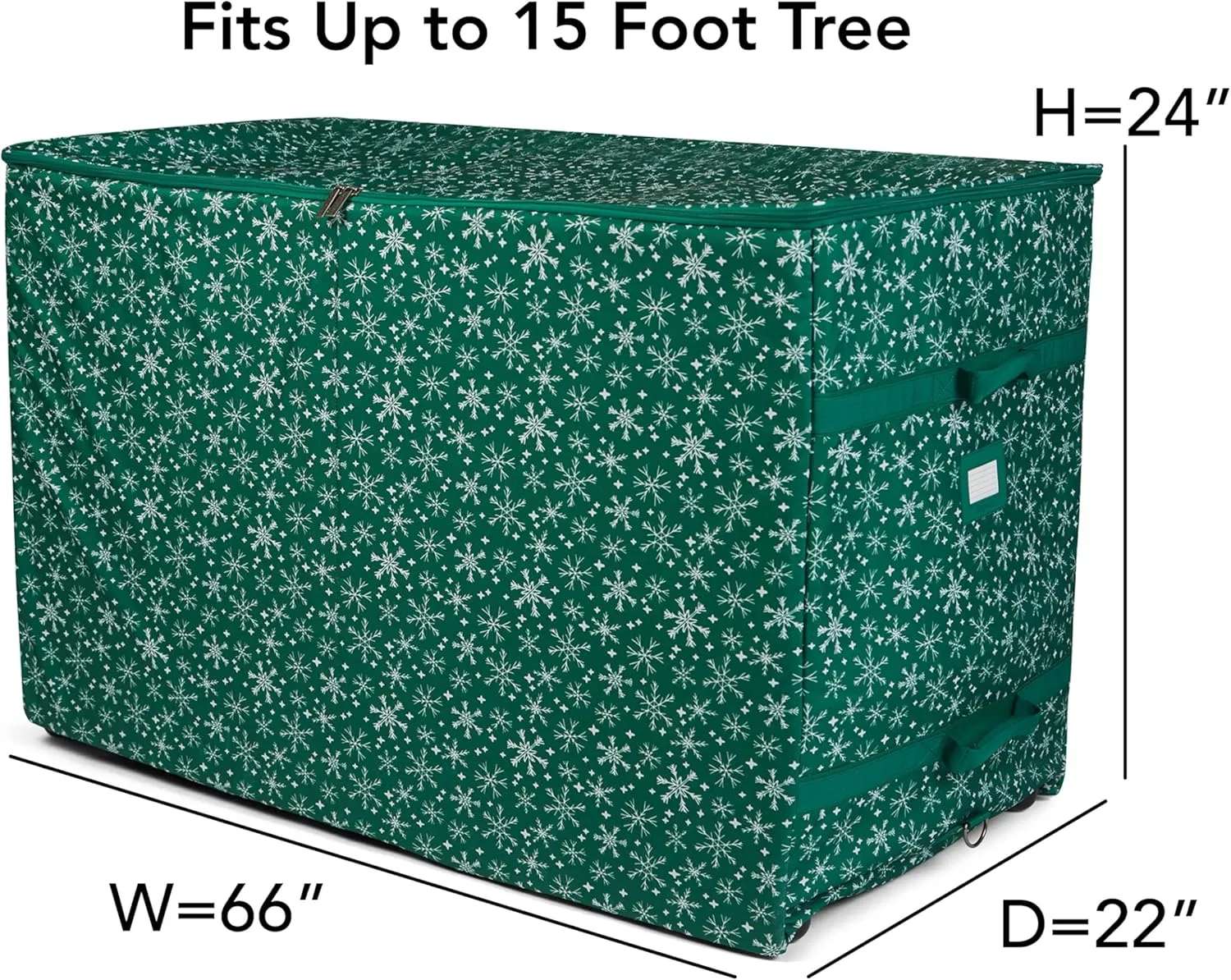 Covermates Keepsakes Christmas Tree Structured Rolling Storage Bag - Superior Protection, Reinforced Handles - Holiday Storage, Green Snowflake
