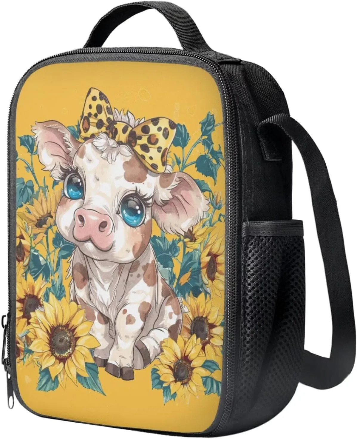 Cow Prints Backpack for Boys Girls Sunflower School Backpack Boys Girls Teenagers Large 3 Piece Set School Satchel Waterproof Backpack School Bags for Boys Travel Outdoor