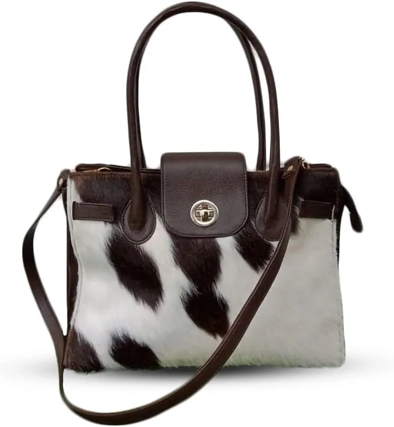 Cowhide Tote Bag | Cowhide Leather Tote Women Hair On Shoulder Bag Satchel Strap Handle Bag