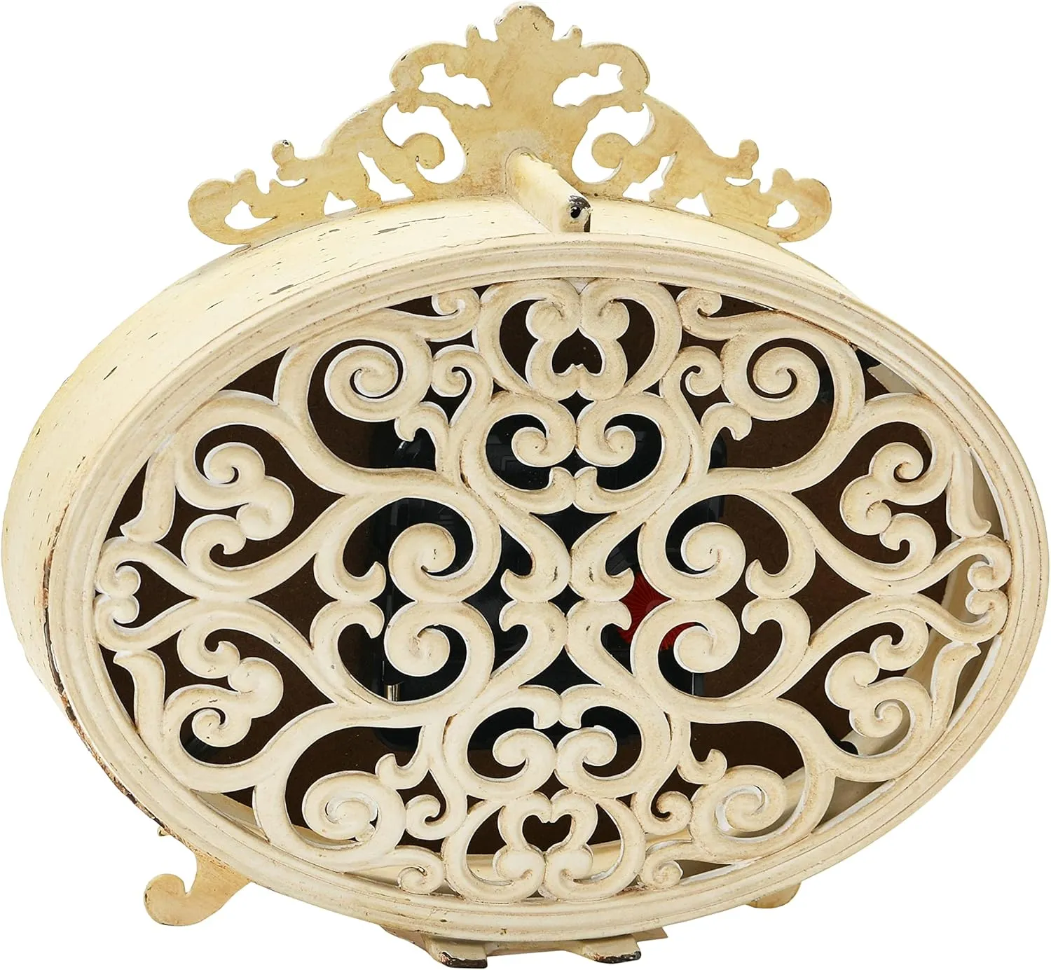 Creative Co-Op Distressed Pewter Mantel Clock, Cream