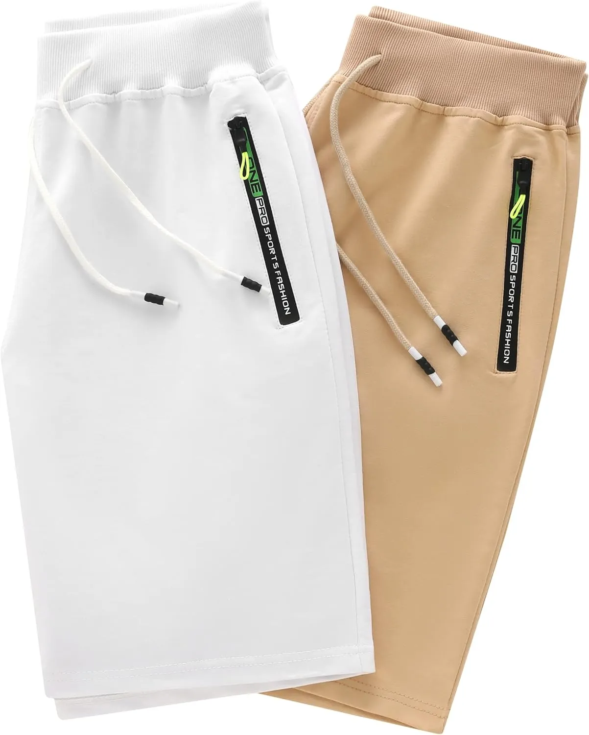 CREATMO US Men's Shorts Zipper Pocket Elastic Waist Stretch Summer Casual Beach