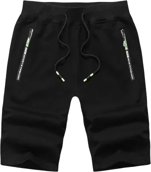 CREATMO US Men's Shorts Zipper Pocket Elastic Waist Stretch Summer Casual Beach