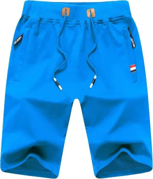 CREATMO US Men's Shorts Zipper Pocket Elastic Waist Stretch Summer Casual Beach