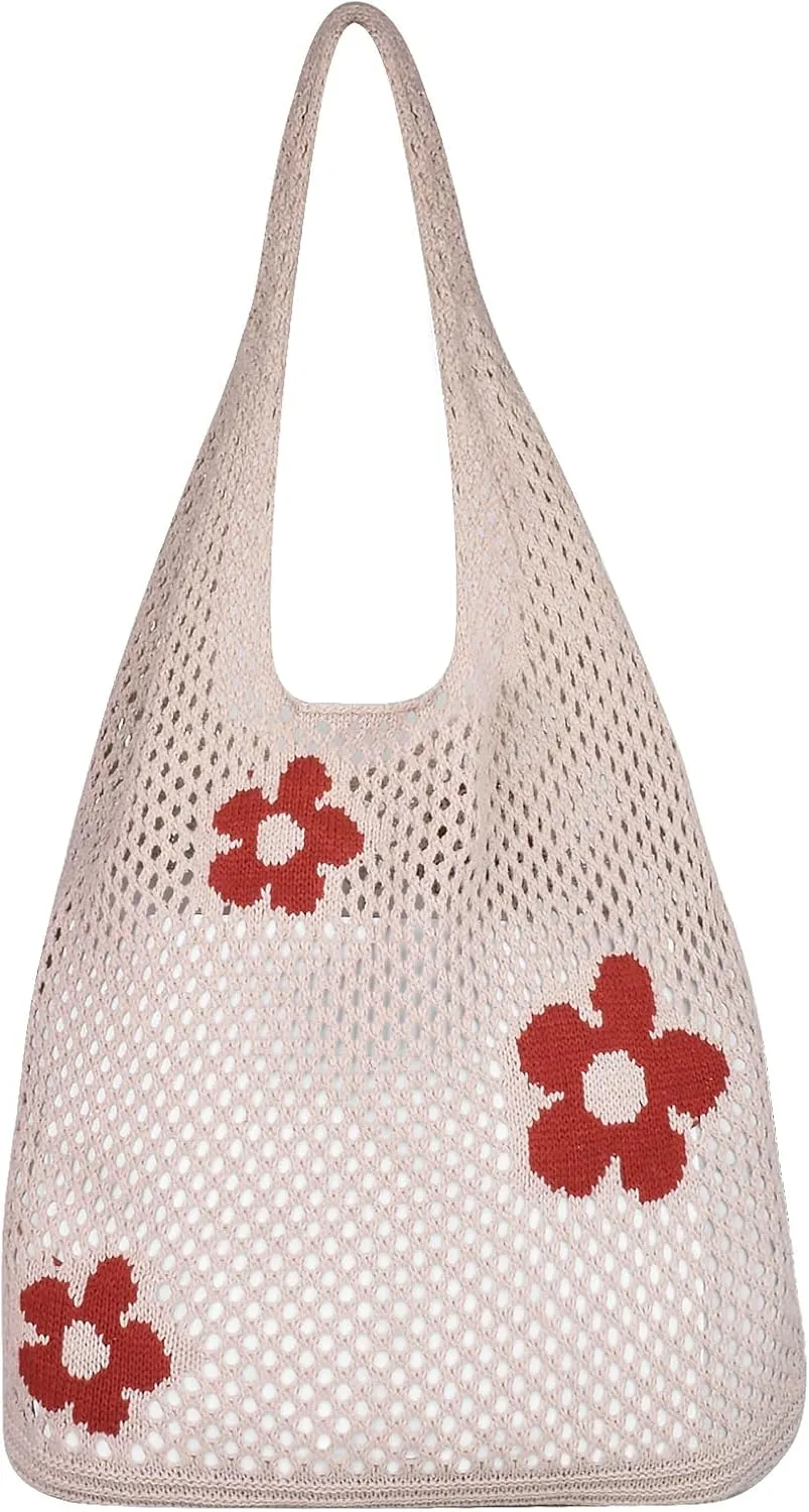 Crochet Tote Bag for Women Knitted Hobo Bag Summer Mesh Beach Bag Large Shopping Shoulder Bag Handbags