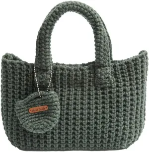 Crochet Tote Bag for Women with Wallet Small Cute Handbag Knitted Handle Bag Clutch Pouch Winter Knit Purse