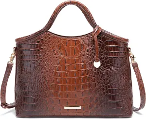 Crocodile Pattern Gradient Top Handle Satchel Large Capacity Tote Bag Casual Versatile Commuter Bag Leather