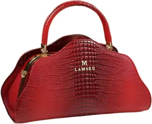 Crocodile Pattern Leather Women's Bag Top-Handle Satchel Crossbody Handbags Portable Purses Shoulder Messenger Bags