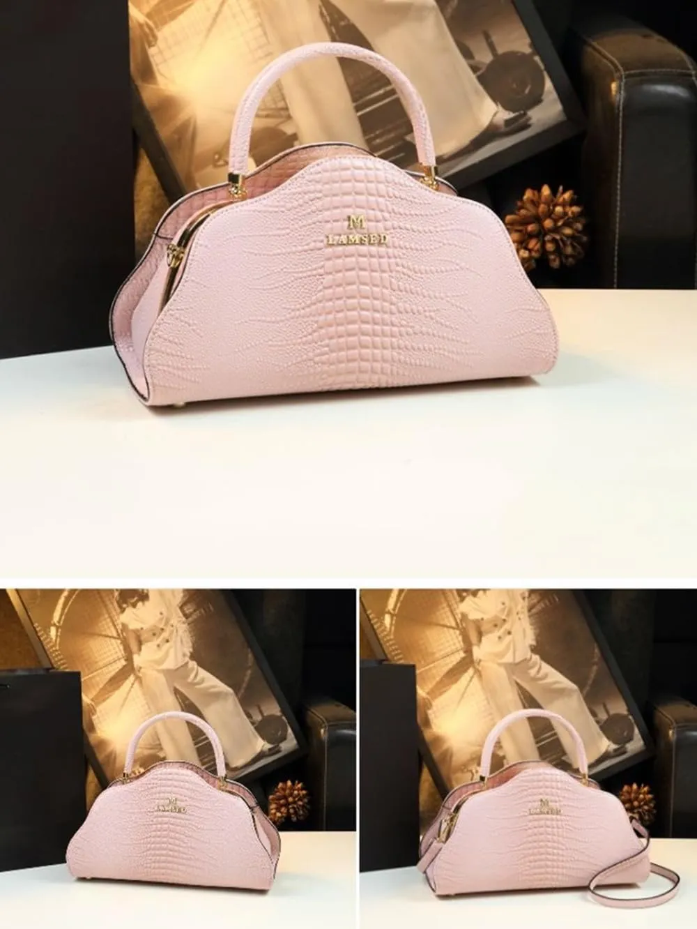 Crocodile Pattern Leather Women's Bag Top-Handle Satchel Crossbody Handbags Portable Purses Shoulder Messenger Bags