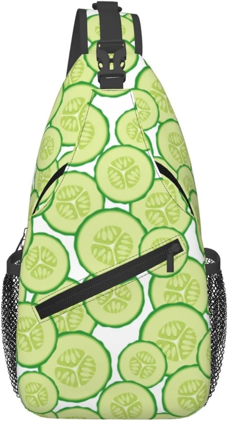 Cross Body Sling Bag For Women Men Cucumber Slices Crossbody Bag Anti Theft Chest Bag Shoulder Backpack Travel Hiking Daypack Large Sling Cross Body Bag