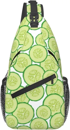 Cross Body Sling Bag For Women Men Cucumber Slices Crossbody Bag Anti Theft Chest Bag Shoulder Backpack Travel Hiking Daypack Large Sling Cross Body Bag