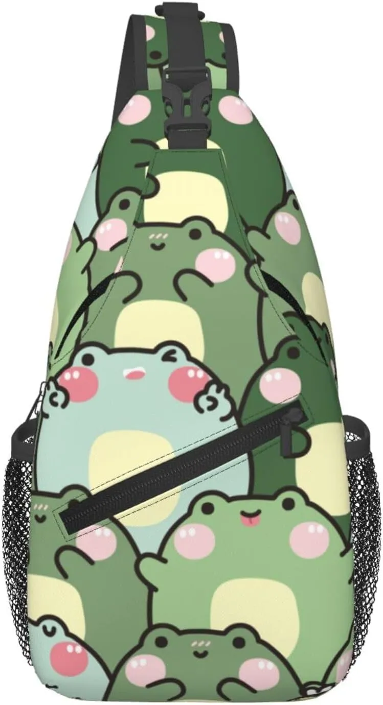 Cross Body Sling Bag For Women Men Shy Frog Crossbody Bag Anti Theft Chest Bag Shoulder Backpack Travel Hiking Daypack Large Sling Cross Body Bag