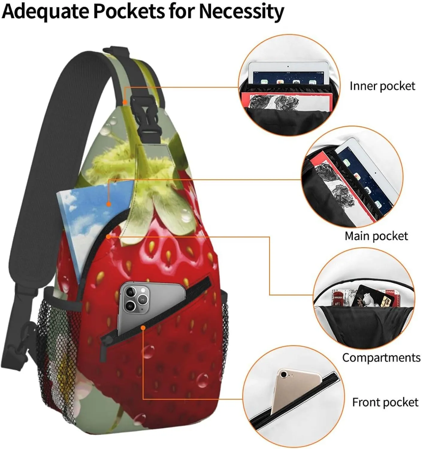 Cross Chest Bag Diagonally Sling Backpack Crossbody Shoulder Bag Milk Duck Yellow Sling Bag Travel Hiking Daypack
