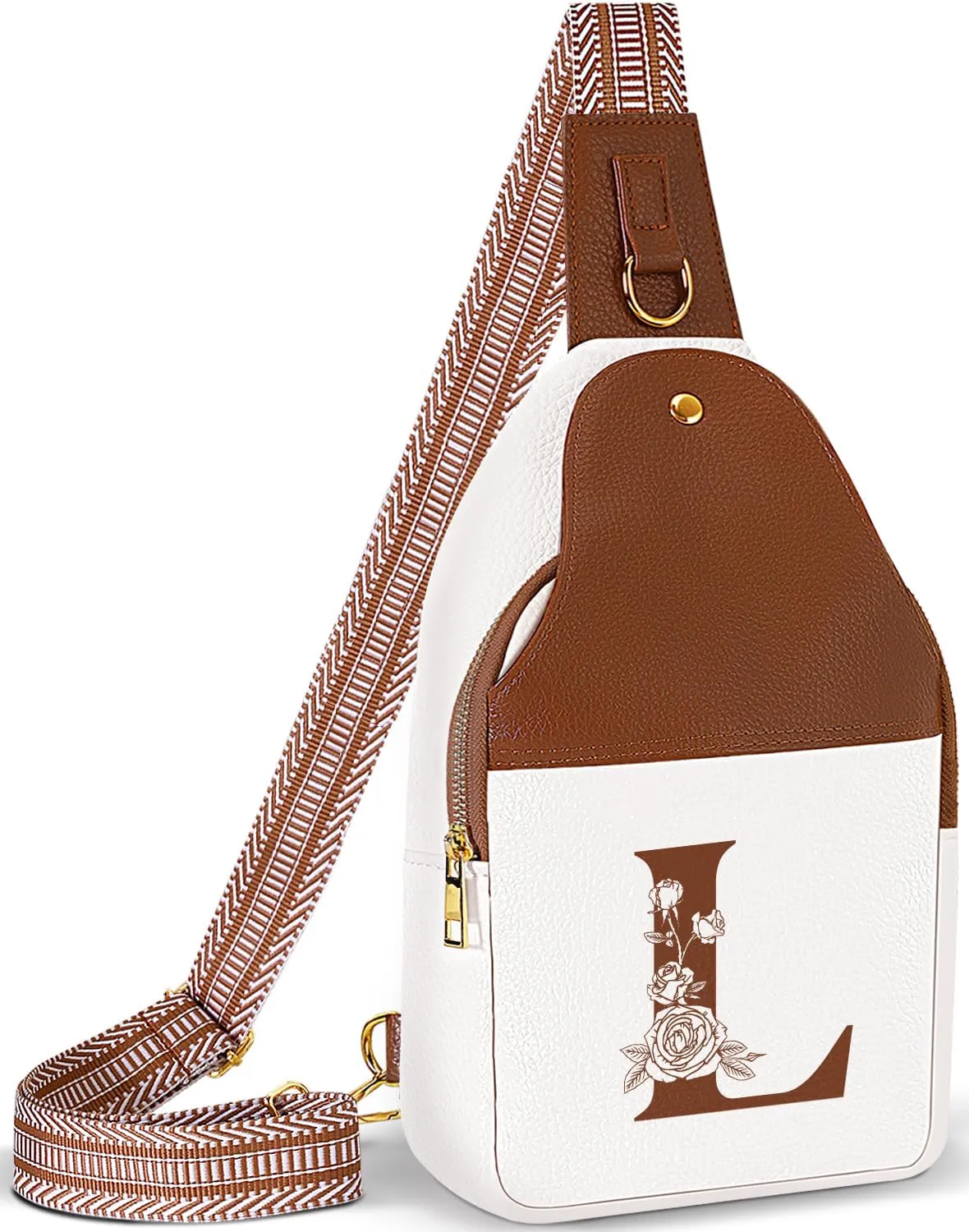 Crossbody Bag for Women Leather Sling Bags with Initial Letter Fanny Pack Chest Bag for Travel, Gift for Mom Wife