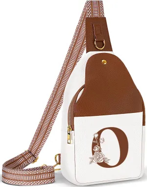 Crossbody Bag for Women Leather Sling Bags with Initial Letter Fanny Pack Chest Bag for Travel, Gift for Mom Wife