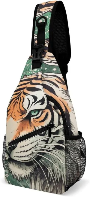 Crossbody Bag for Women Men Chest Bag A Hand Drawn Tiger Sling Bag Crossbody Shoulder Bag Sling Backpack