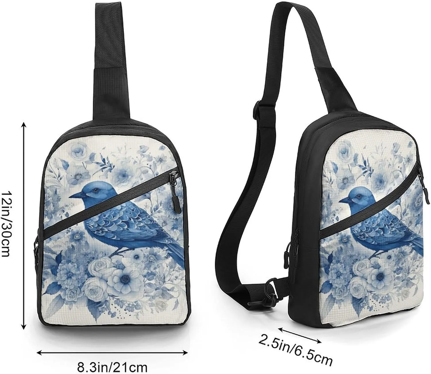 Crossbody Bag for Women Men Chest Bag Bluebird And Flowers Sling Bag Crossbody Shoulder Bag Sling Backpack
