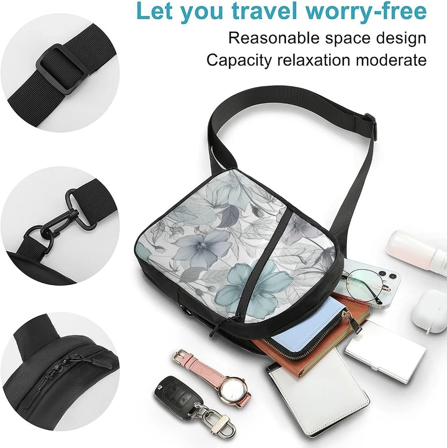 Crossbody Bag for Women Men Chest Bag Bluebird And Flowers Sling Bag Crossbody Shoulder Bag Sling Backpack