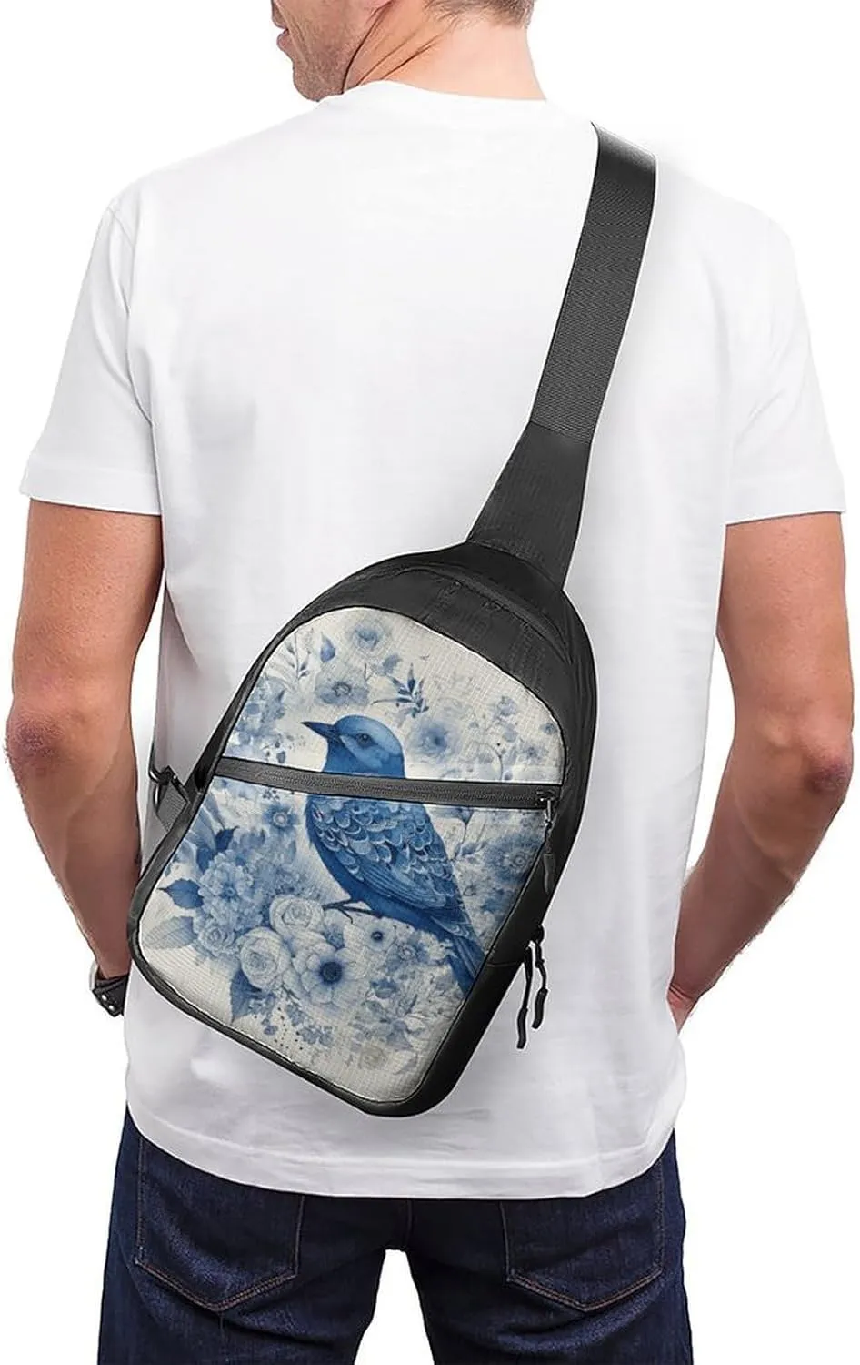 Crossbody Bag for Women Men Chest Bag Bluebird And Flowers Sling Bag Crossbody Shoulder Bag Sling Backpack