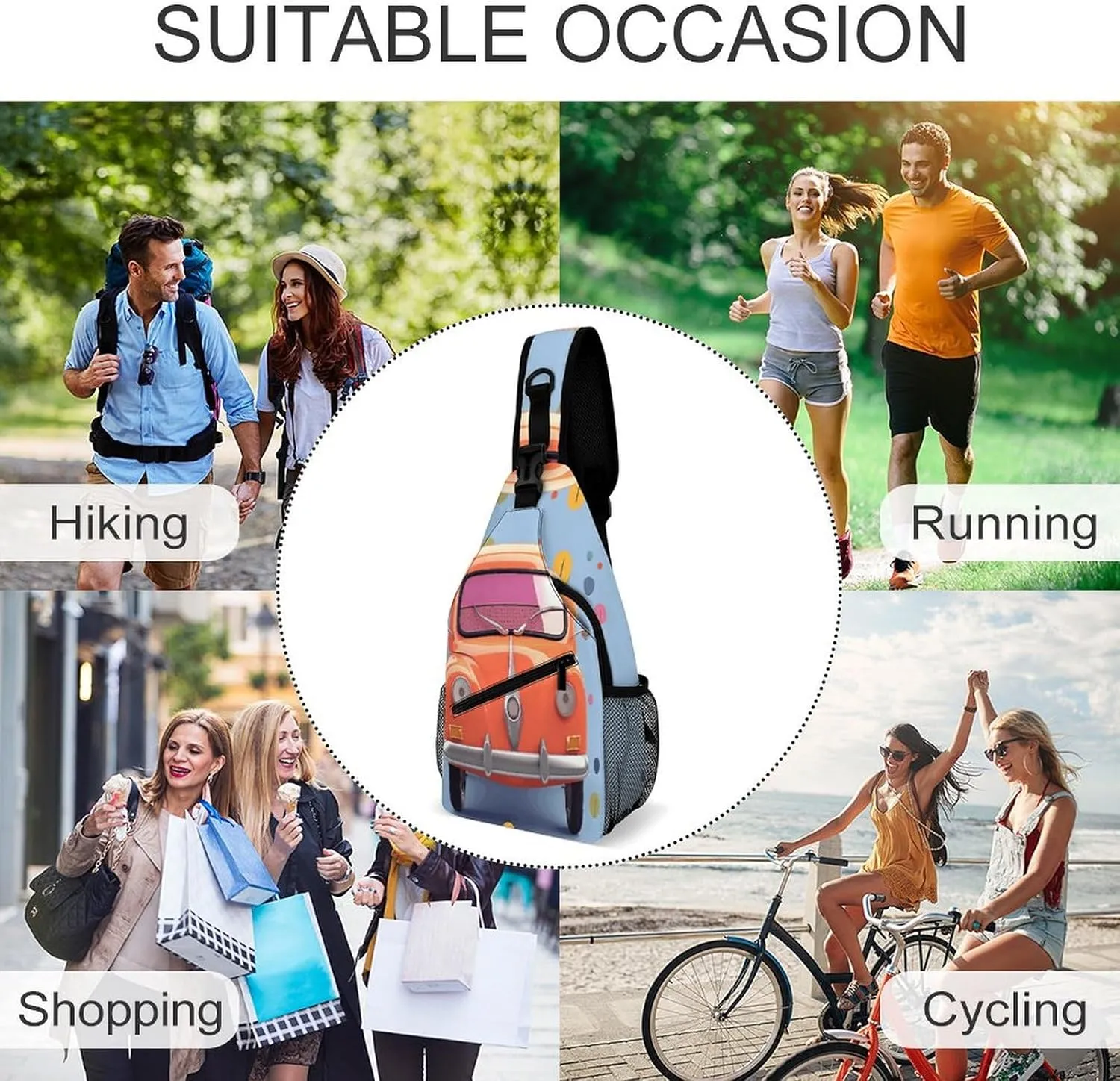 Crossbody Bag for Women Men Chest Bag Cartoon Alpaca Cute Animal Sling Bag Crossbody Shoulder Bag Sling Backpack