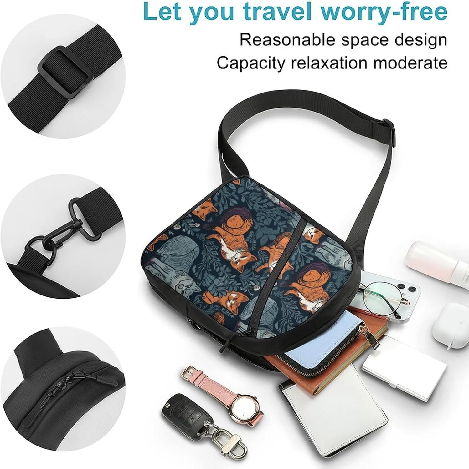 Crossbody Bag for Women Men Chest Bag Cartoon Santa Claus Sling Bag Crossbody Shoulder Bag Sling Backpack