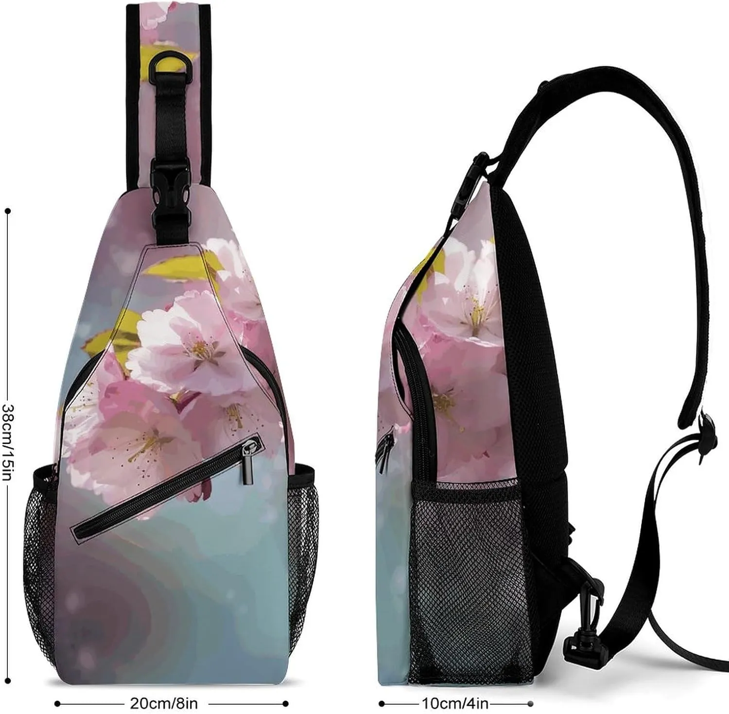 Crossbody Bag for Women Men Chest Bag Cherry Japanese Cherry Blossom Sling Bag Crossbody Shoulder Bag Sling Backpack