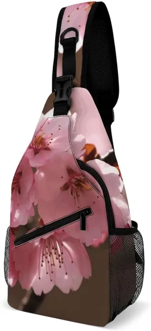 Crossbody Bag for Women Men Chest Bag Cherry Japanese Cherry Blossom Sling Bag Crossbody Shoulder Bag Sling Backpack