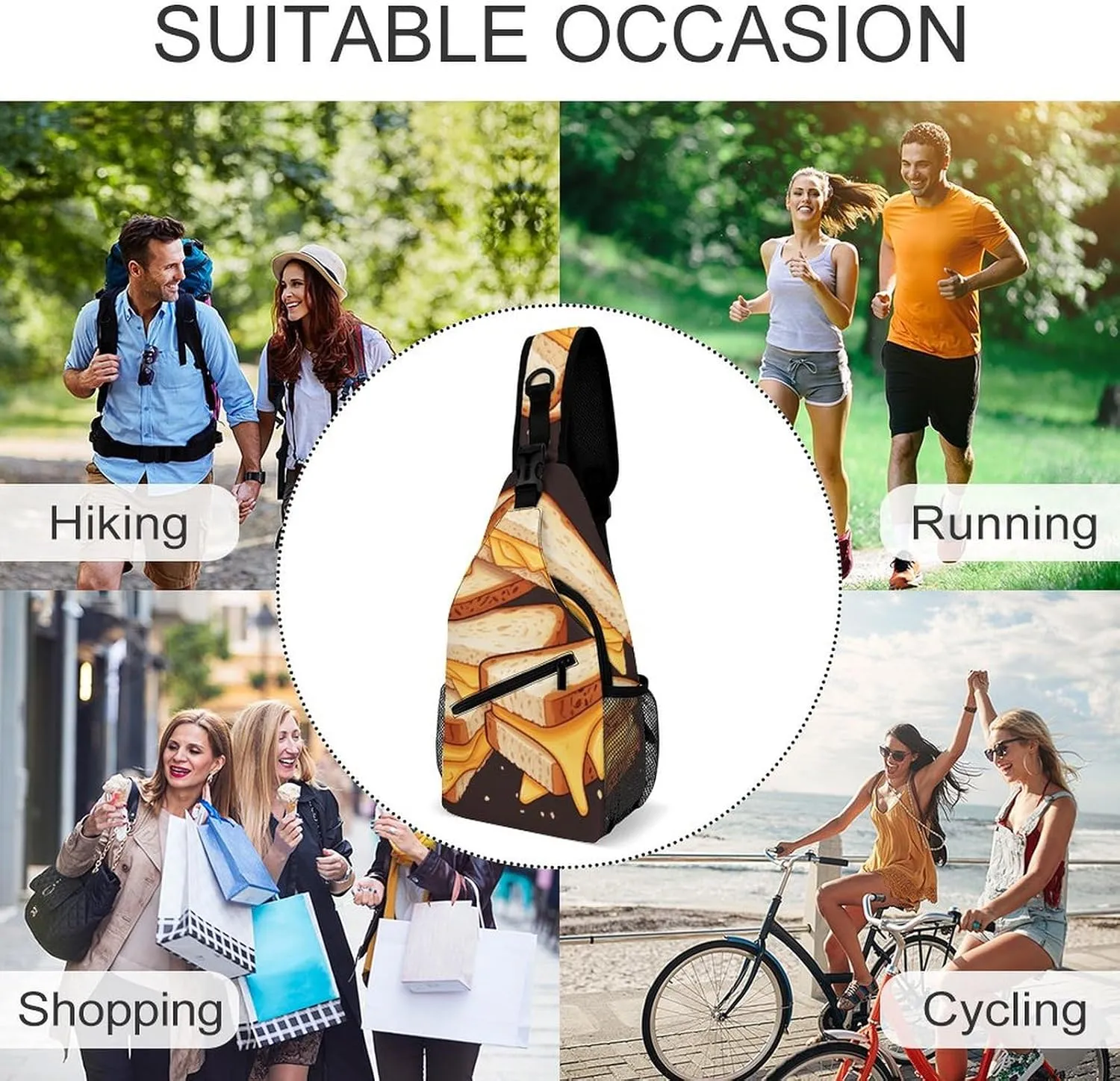 Crossbody Bag for Women Men Chest Bag Cherry Japanese Cherry Blossom Sling Bag Crossbody Shoulder Bag Sling Backpack