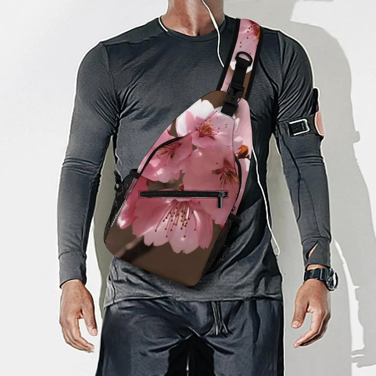 Crossbody Bag for Women Men Chest Bag Cherry Japanese Cherry Blossom Sling Bag Crossbody Shoulder Bag Sling Backpack