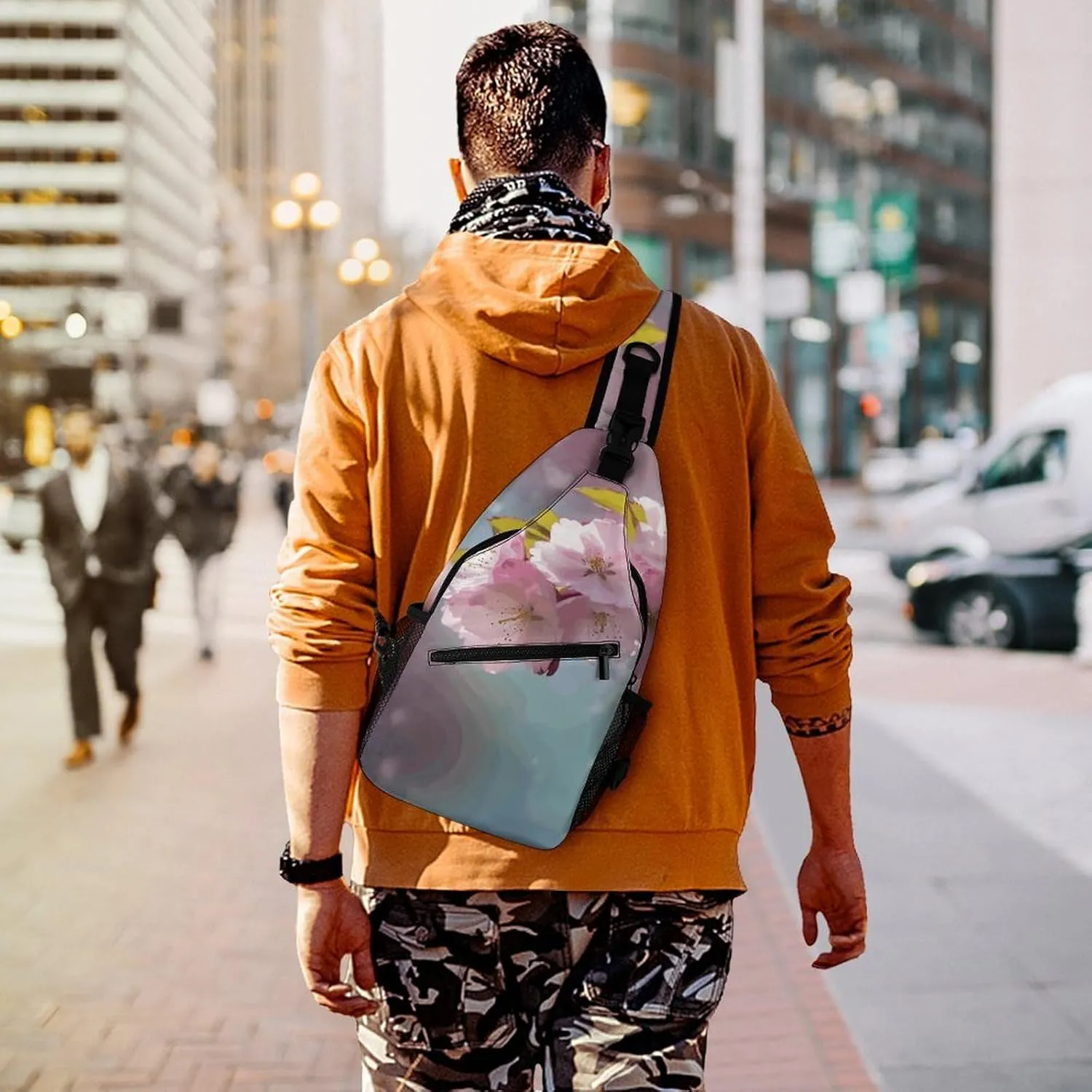 Crossbody Bag for Women Men Chest Bag Cherry Japanese Cherry Blossom Sling Bag Crossbody Shoulder Bag Sling Backpack