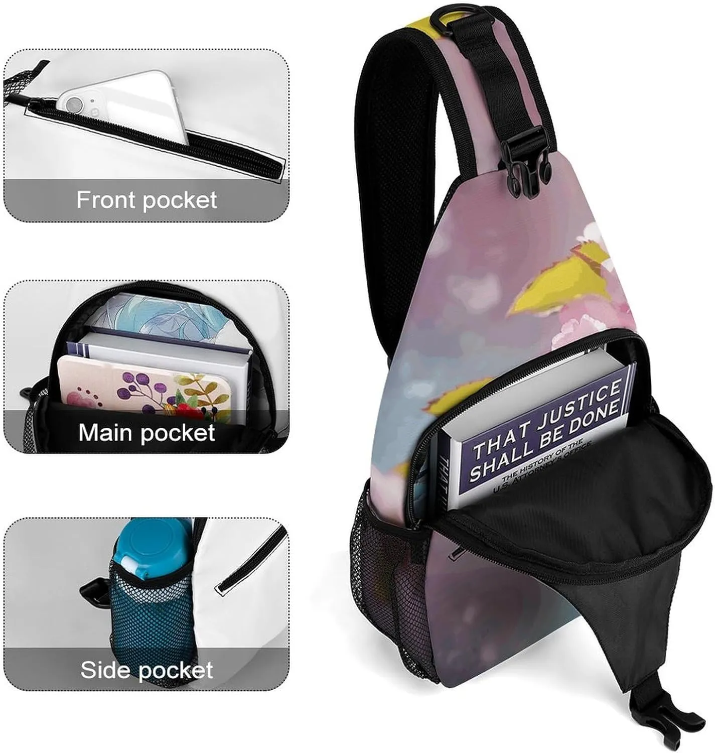 Crossbody Bag for Women Men Chest Bag Cherry Japanese Cherry Blossom Sling Bag Crossbody Shoulder Bag Sling Backpack