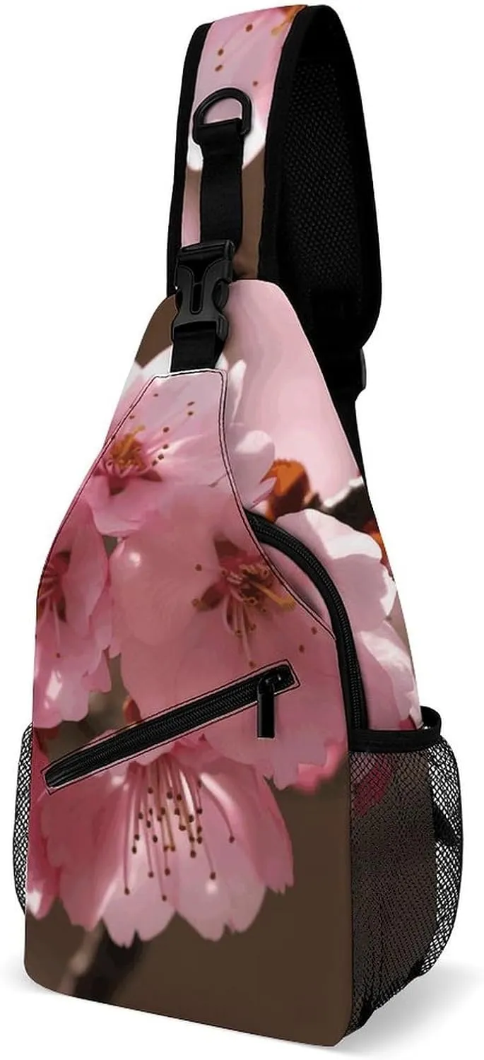 Crossbody Bag for Women Men Chest Bag Cherry Japanese Cherry Blossom Sling Bag Crossbody Shoulder Bag Sling Backpack