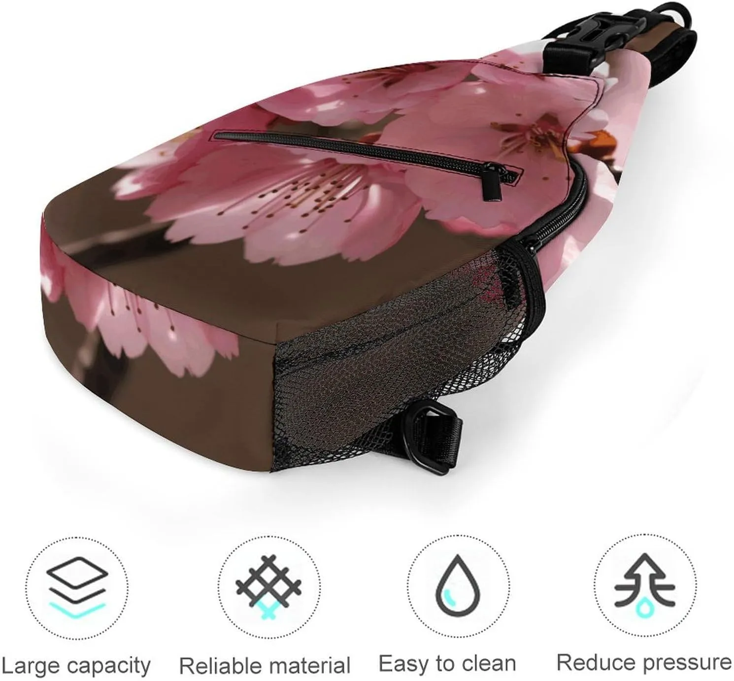 Crossbody Bag for Women Men Chest Bag Cherry Japanese Cherry Blossom Sling Bag Crossbody Shoulder Bag Sling Backpack