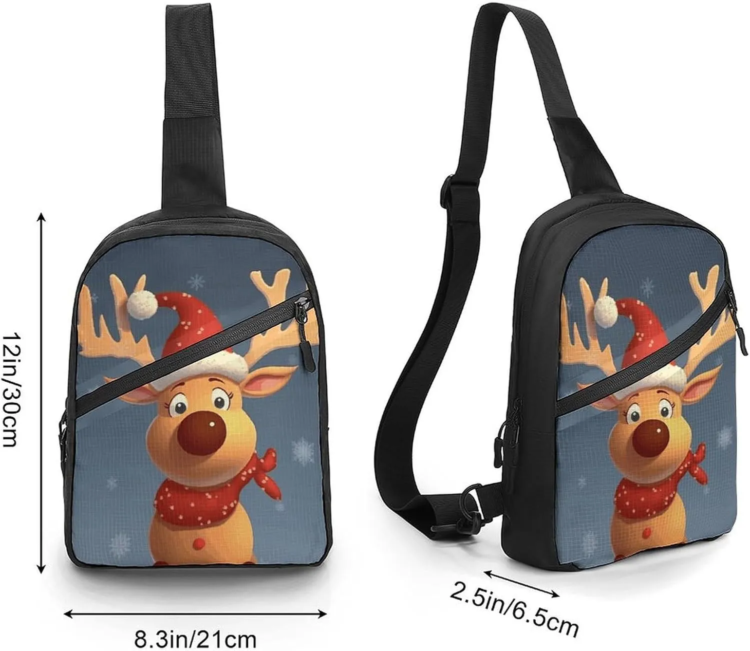 Crossbody Bag for Women Men Chest Bag Christmas Deer Sling Bag Crossbody Shoulder Bag Sling Backpack