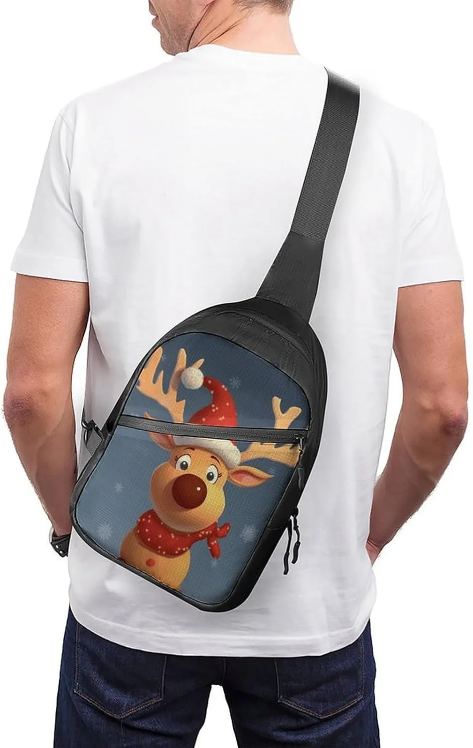 Crossbody Bag for Women Men Chest Bag Christmas Deer Sling Bag Crossbody Shoulder Bag Sling Backpack