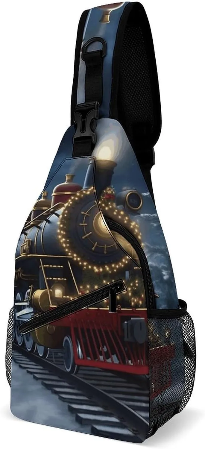 Crossbody Bag for Women Men Chest Bag Christmas Santa Claus Sling Bag Crossbody Shoulder Bag Sling Backpack