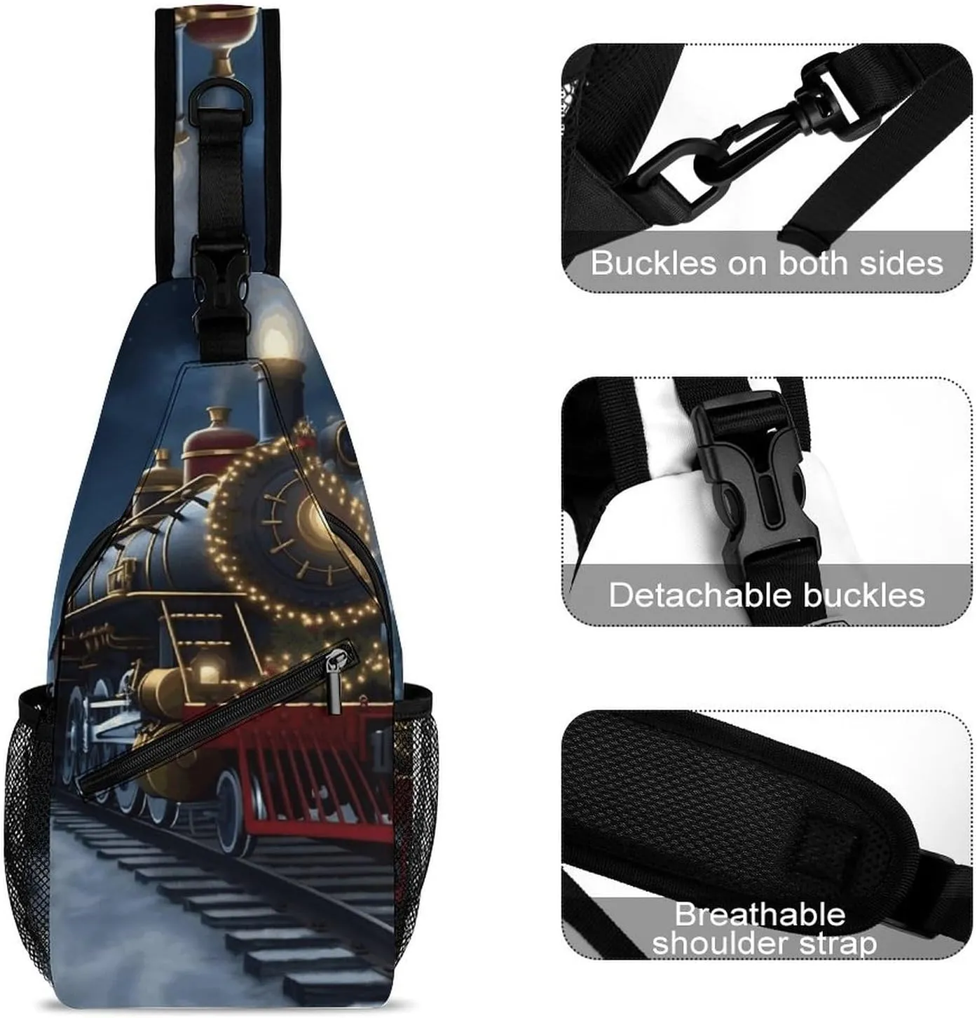 Crossbody Bag for Women Men Chest Bag Christmas Santa Claus Sling Bag Crossbody Shoulder Bag Sling Backpack