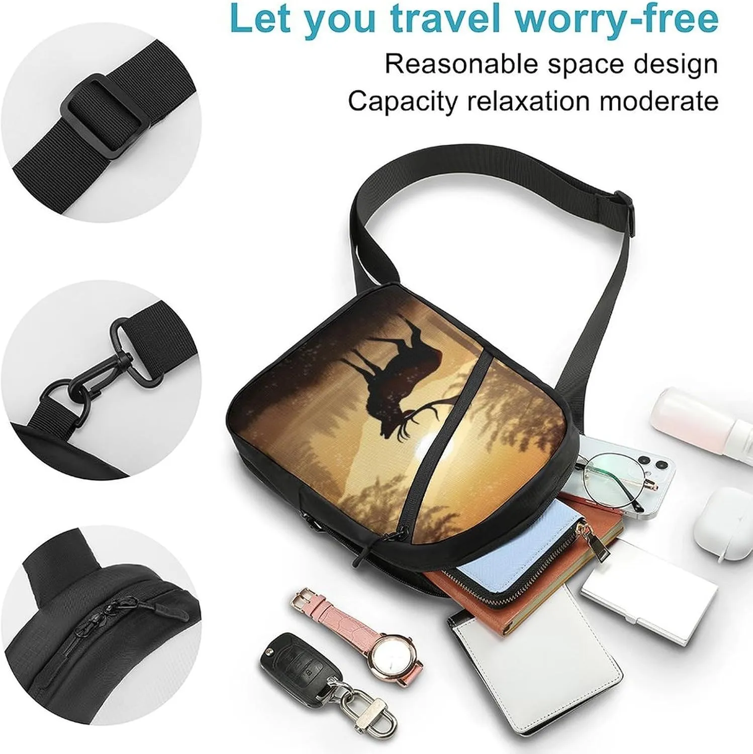 Crossbody Bag for Women Men Chest Bag Flamingo Palm Trees Leaf Sling Bag Crossbody Shoulder Bag Sling Backpack