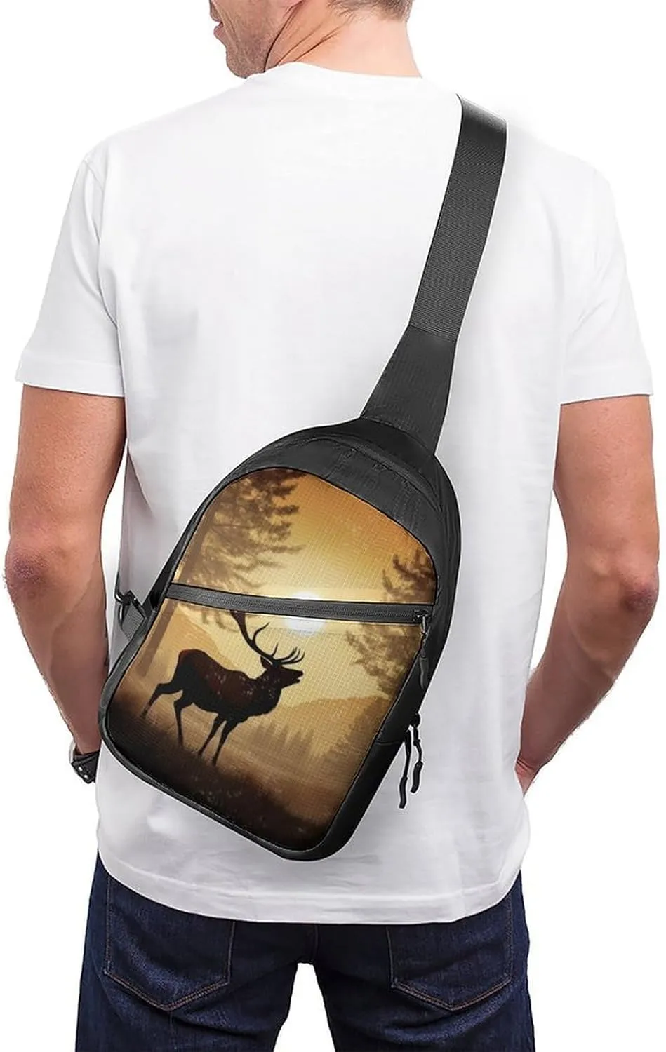 Crossbody Bag for Women Men Chest Bag Flamingo Palm Trees Leaf Sling Bag Crossbody Shoulder Bag Sling Backpack