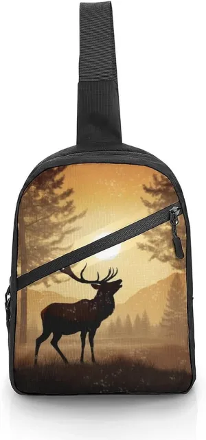 Crossbody Bag for Women Men Chest Bag Flamingo Palm Trees Leaf Sling Bag Crossbody Shoulder Bag Sling Backpack