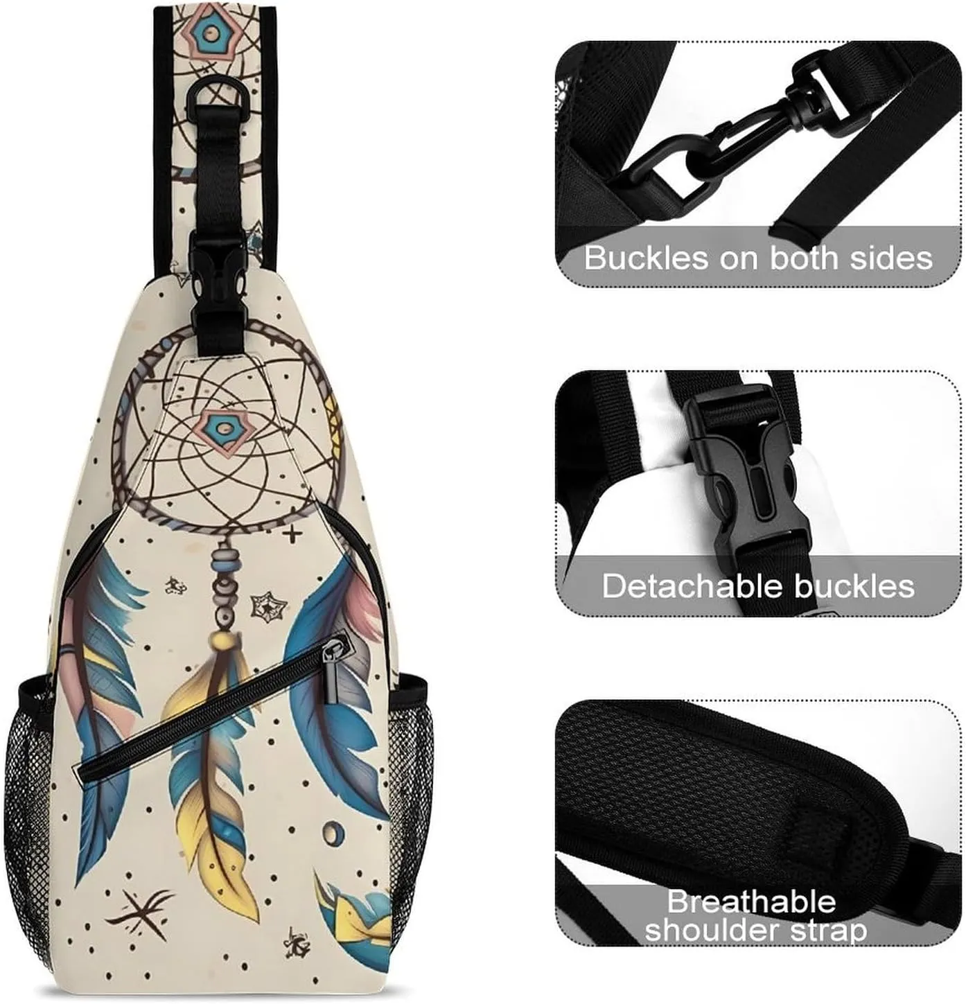 Crossbody Bag for Women Men Chest Bag Flying Dragon Sling Bag Crossbody Shoulder Bag Sling Backpack