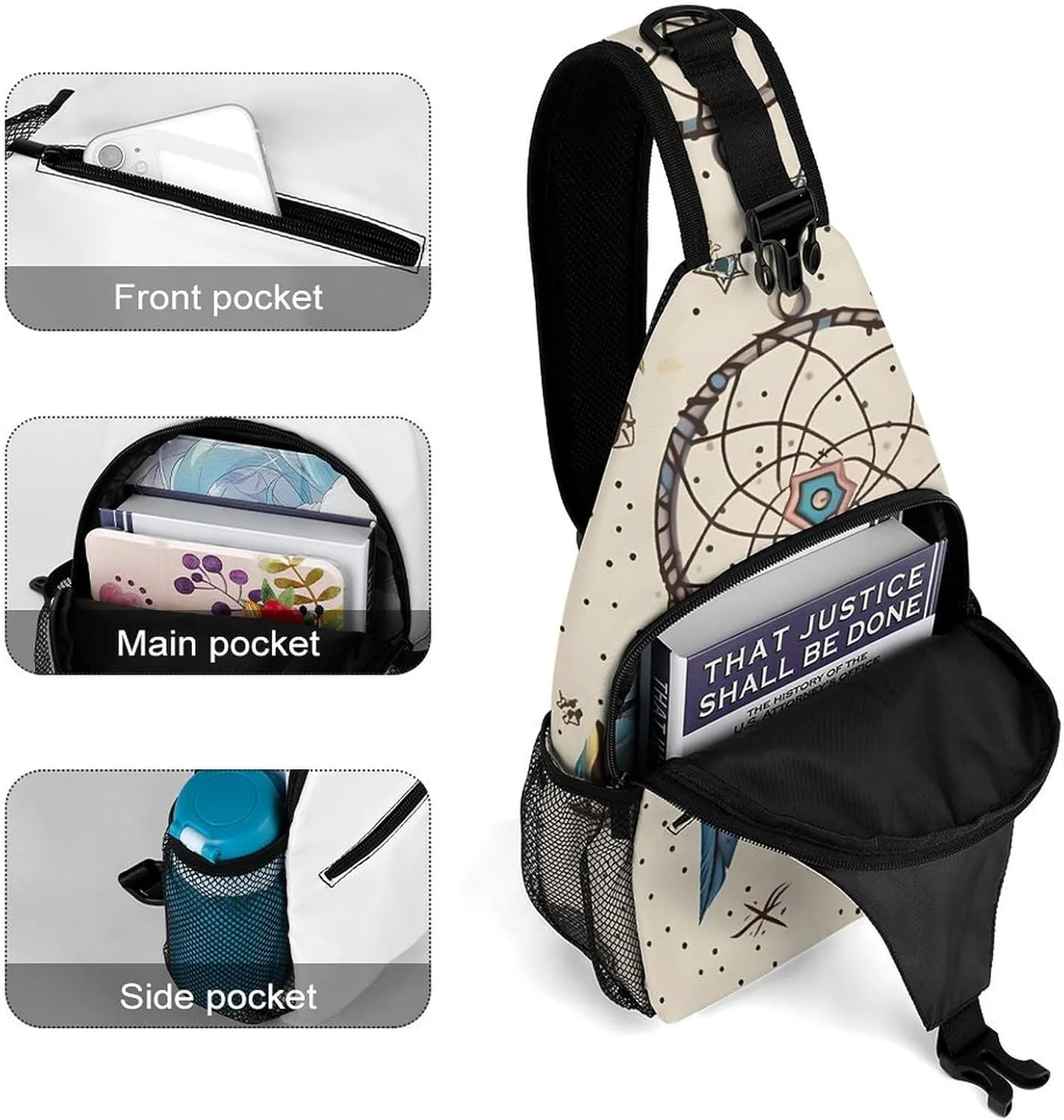 Crossbody Bag for Women Men Chest Bag Flying Dragon Sling Bag Crossbody Shoulder Bag Sling Backpack